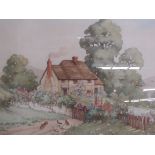 Framed watercolour depicting country house scene, signed to lower right - approx. 72cm x 59cm