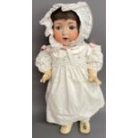 Early 20th century bisque head doll by Armand Marseille with sleepy eyes Ht 51cm