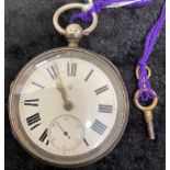 Open face silver case pocket watch by Walter Burton of Grimsby. Birmingham 1902