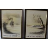 Pair of Southern Comfort display Prints, hand sprayed by Geoff Ridgeway