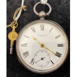 Open face silver case pocket watch by Usher & Son Lincoln. London 1883. Runs