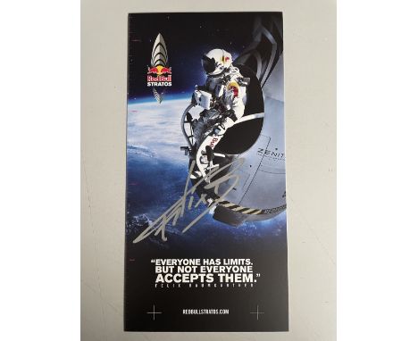 Felix Baumgartner B.A.S.E. Jumper &amp; Skydiver Signed Leaflet. Good condition. All autographs are genuine hand signed and c