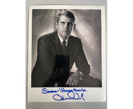 Oliver North Vietnam War Veteran &amp; Politician Signed 10x8 inch Photo. Good condition. All autographs are genuine hand sig