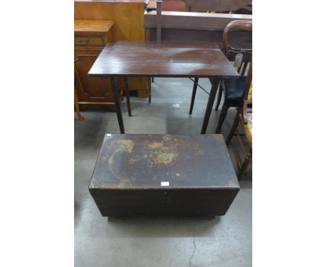 A 19th Century camphorwood ships chest and a campaign table, attributed to South Staffordshire Regiment 