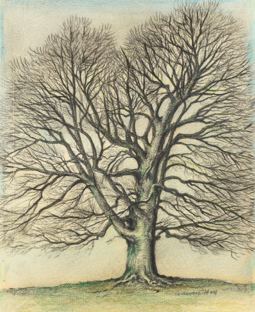 Adrian Hill, British 18951977 Hilly landscape; watercolour and crayon