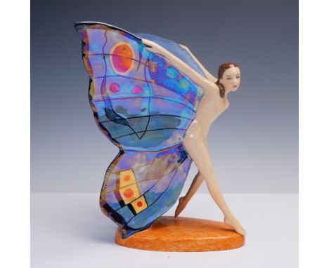 This vibrant Carlton Ware porcelain figurine titled Butterfly Girl showcases the brand's signature fusion of decorative art a
