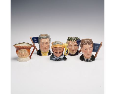 This five-piece collection of Royal Doulton character jugs features a charming variety of historical and whimsical faces. Inc