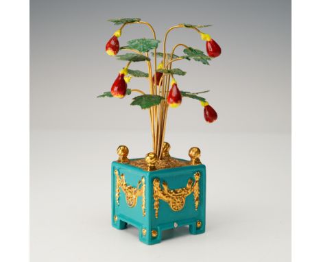 House of Faberge fig tree from the Imperial Trees collection, issued by Franklin Mint. This ornate decorative sculpture featu