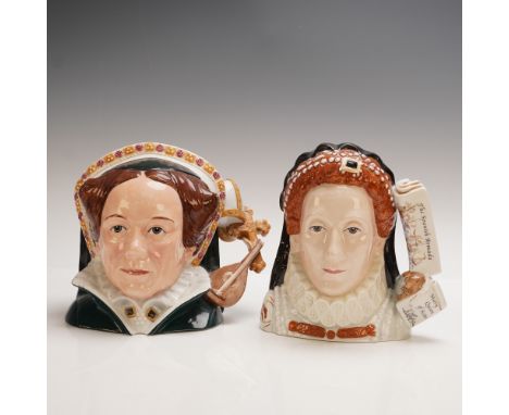 This pair of Royal Doulton Classics character jugs includes Queen Elizabeth I D7180, issued in 2003 as the Character Jug of t