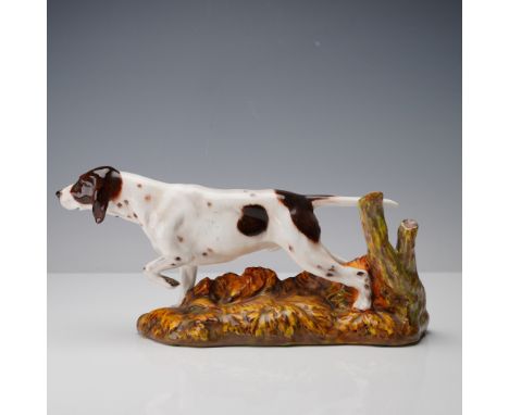 This Royal Doulton porcelain figurine captures the poised stance of a pointer dog in mid-hunt, showcasing the breed's natural