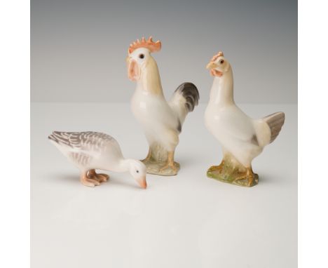 A delightful trio of mid-20th century Danish porcelain animal figurines by Bing &amp; Grondahl, Denmark. This grouping includ
