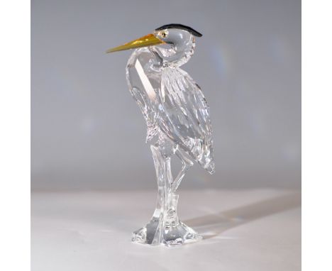 Stunning Swarovski crystal figurine of the Silver Heron, model number 207311, designed by Michael Stamey. This elegant piece 