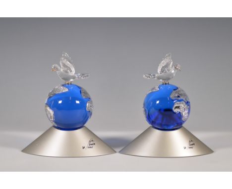 Stunning Swarovski Millennium Dove figurines, designed by Anton Hirzinger and released in 2000. Each piece features a clear c