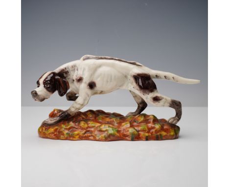This limited edition Royal Doulton porcelain figurine titled "Pointer" captures the alert stance of a hunting dog mid-track, 