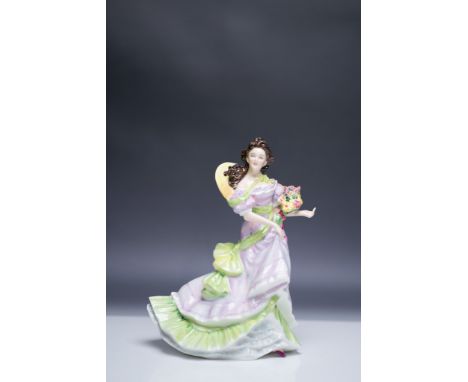 Royal Doulton Summertime figurine, model HN3478, designed in 1993. This charming piece features a young woman in a lilac dres