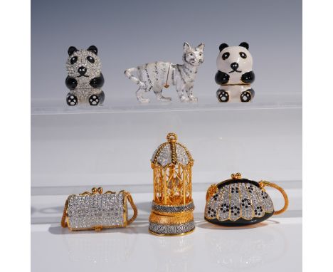 An eye catching set of six jeweled ring boxes each crafted with whimsical charm and intricate detailing. The collection inclu