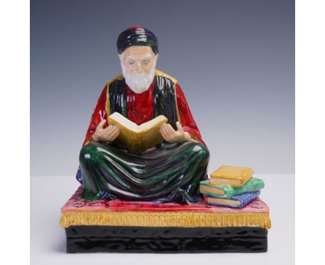 This porcelain figurine by Reg. Johnson &amp; Sons, titled Tunisian Scholar of Law, depicts a scholarly figure absorbed in re