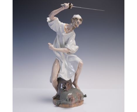 Dramatic Lladro porcelain figurine titled Wrath of Don Quixote (Spanish name Don Quijote Furioso), sculpted by Salvador Furio