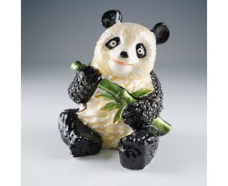 Rucinni delightful trinket box featuring a seated panda clutching a bamboo stalk. The hinged design opens at the midsection t