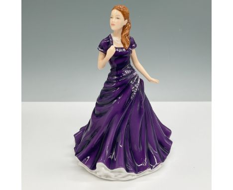 Royal Doulton figurine Lisa HN5600, a beautifully crafted porcelain piece featuring a young woman in an elegant deep purple g