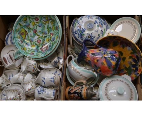 An Art Deco type Staffordshire Tuscan China floral part tea set; a Susie Cooper part coffee set, printed with leaves; a Staff