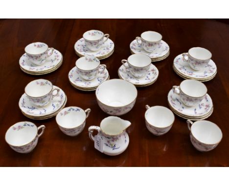 A Royal Crown Derby part tea service, comprising cups, saucers, side plates, milk jug and sugar bowl