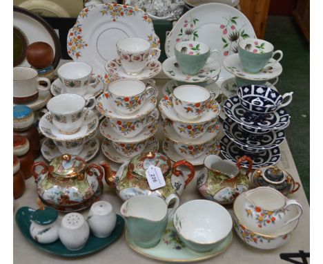 Ceramics - a Crown Staffordshire part tea service, including cups, saucers, side plates, bread and butter plate, Deco style, 