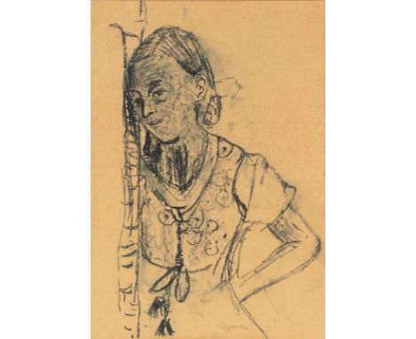 Hans Meyboden1901 Verden (Aller) - 1965 Freiburg im Breisgau - Bildnis eines Mädchens - Ölpastellkreide/Papier. 59 x 39 cm. S
