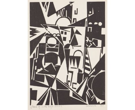 Walter Dexel1890 München - 1973 Braunschweig - "Orientalisch" - Holzschnitt/Papier. 1/30. 27 x 19,7 cm, 42,2 x 32 cm. Sign. u
