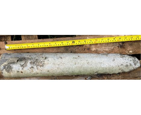 Detached shafts of Derbyshire Spar. 
Examples of this fossil-rich grey stone, chosen by Pearson as an alternative to the Purb