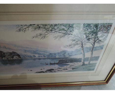 A signed limited edition print village scene after K Melling, 173/500 and Rydal Water in Summer, signed Stuart Long, 112/600
