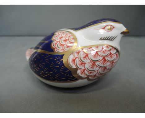 A Royal Crown Derby Paperweight, Quail, ceramic stopper