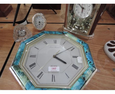 A selection of clocks including crystal mantel clock etc
