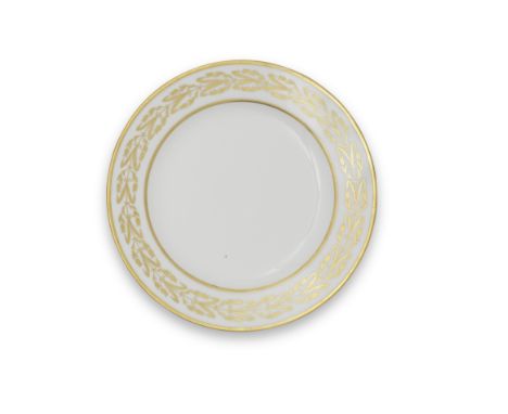 A Sèvres plate probably from a supplement for the Palais de Compiègne, circa 1813-15Decorated with a gilt foliate border of w