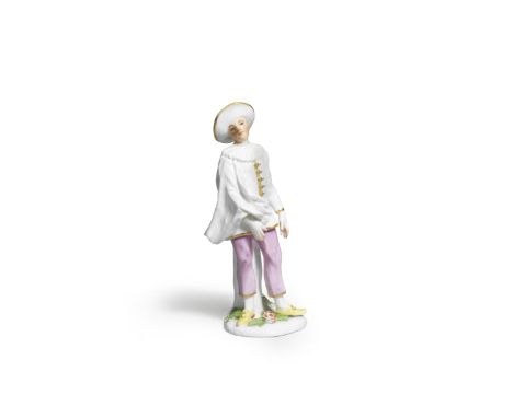 A Meissen rare figure of Tartaglia from the Duke of Weissenfels series, circa 1745Modelled by Peter Reinicke, wearing a white