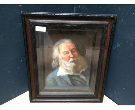 An oil painting portrait of renowned American poet Walt Whitman 24.5x19cm