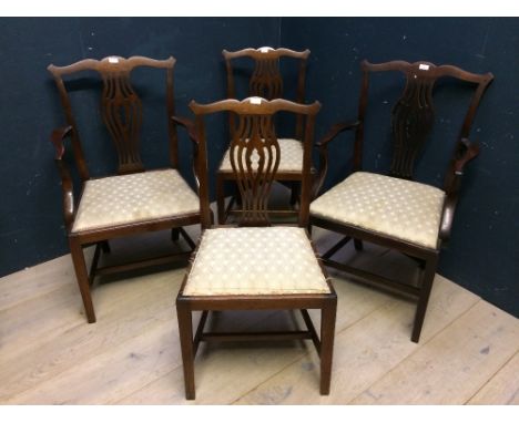 Set of 4 Chippendale style mahogany dining chairs, two with arms