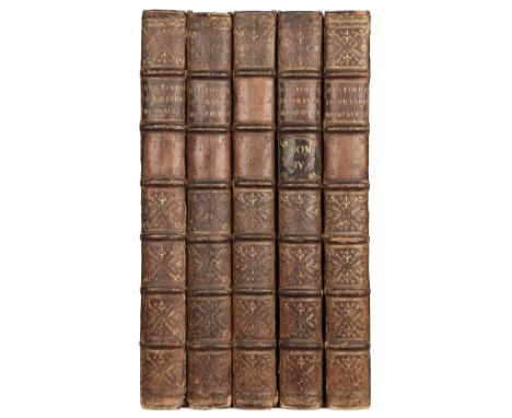Montfaucon (Bernard de). Les Monumens de la Monarchie Francoise, 5 volumes, Paris: Julien-Michel Gandouin &amp; Pierre-Franco