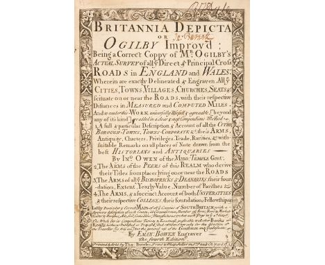 Bowen (Emanuel &amp; Owen John). Britannia Depicta or Ogilby Improv'd..., fourth edition, Thomas Bowles, 1753, printed title 