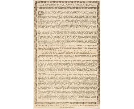 Broadside - Towle (Christopher). The present schools as Mr. Towle, teaches in for the year of 1783, as viz. Oxford, Coventry,