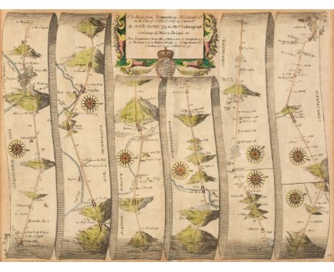 * Ogilby (John). The Road from Tinmouth in Northumberld. to the City of Carlise in Cumberld. circa 1676, hand-coloured engrav