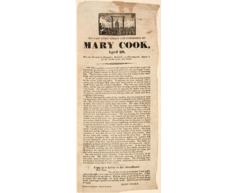 Broadside. The last dying speech and confession of Mary Cook, aged 20, who was excuted [sic] at Abbingdon, Berkshire, on Thur