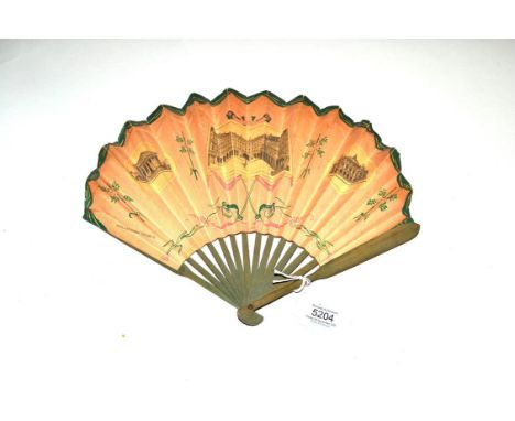 Hotel and Restaurant Edouard VII, Paris: A Good Printed Early 20th Century Paper Advertising Fan of ballon form, the single l