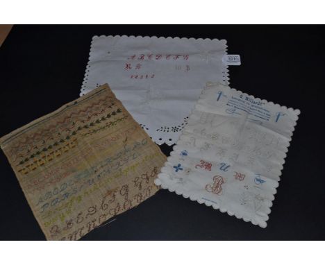 Two European Alphabet Samplers of the type worked in Germany in the 1850's to 1890's. Usually on fine white cotton, and worke