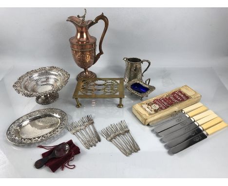 Collection of Brass Copper and Silver plated items