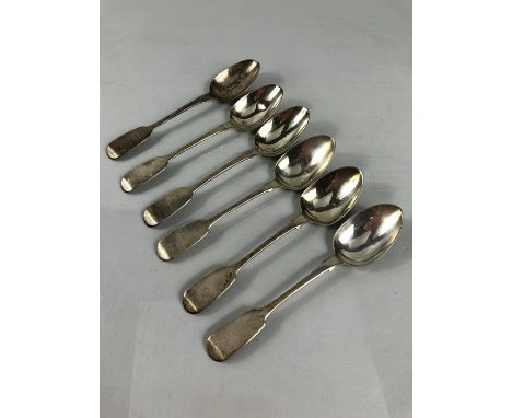 Six Hallmarked Silver teaspoons London 1852 (total weight 96g) maker Robert Smily