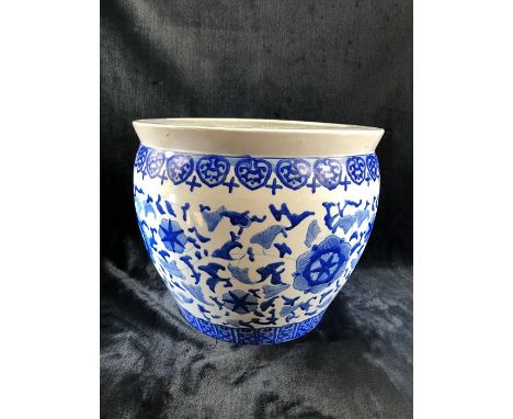 Oriental fish bowl planter
