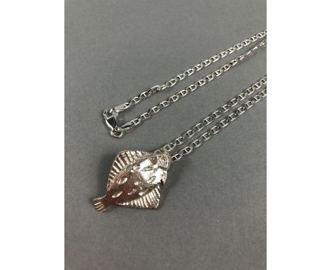 Solid Silver fish pendant on Silver Chain