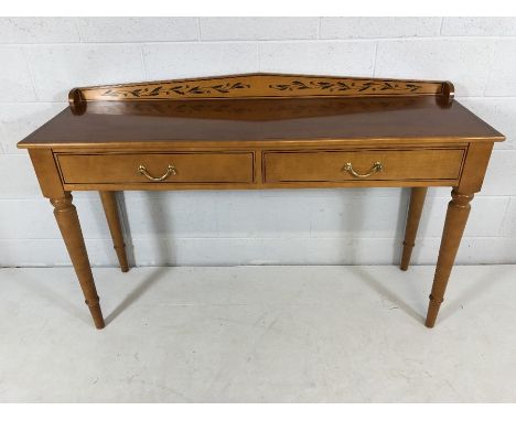 Laura Ashley: Light wood modern sideboard with two drawers and up-stand with foliate decoration (H91cm x L150cm x D48cm)