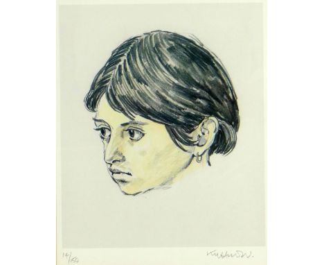 SIR KYFFIN WILLIAMS RA limited edition (14/150) print - head portrait of Tehuelche girl, Norma Lopez, signed fully in pencil,